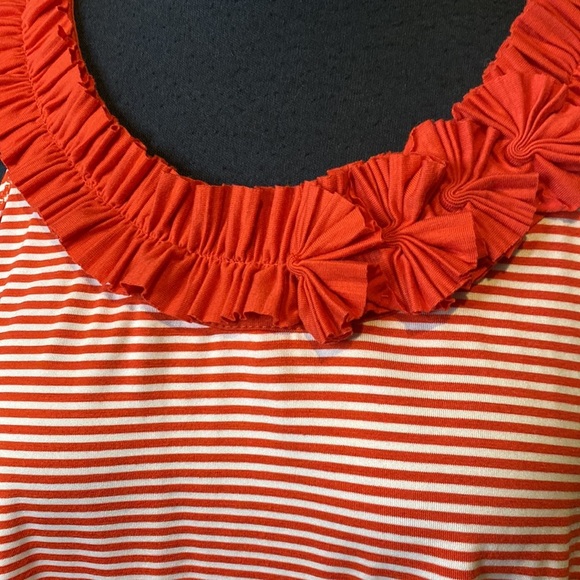 Max Studio Women’s Medium Halter Top Striped Red White Scoop Neck Sleeveless - Picture 2 of 5